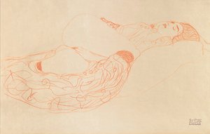 Semi-nudo reclinato che si masturba da Gustav Klimt