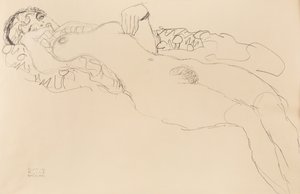 Nudo femminile reclinato, verso sinistra, 1917 da Gustav Klimt