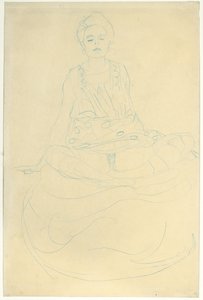 Nudo seduto a mezzo busto di fronte (1907) da Gustav Klimt