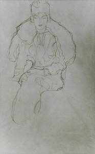 Donna Seduta con Mantello di Pelliccia e Copricapo da Gustav Klimt