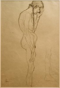 Donna anziana in piedi di profilo a destra, studio delle gambe da Gustav Klimt