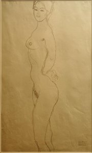 Nudo femminile in piedi verso sinistra, con la mano... da Gustav Klimt