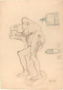 Studio di una Vecchia Nuda che Stringe i Pugni, e Due Oggetti Decorativi da Gustav Klimt