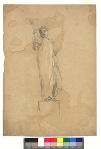 Weibliche Figur auf einem Sockel