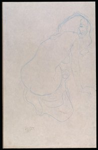 Donna inclinata a destra con capelli lunghi, c.1910-11 da Gustav Klimt