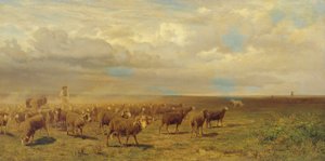 Gregge di pecore nella Puszta da Gustav Ranzoni