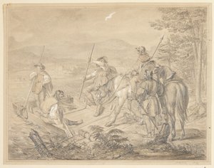 Paesaggio con cavalieri presso un traghetto da Gustav Schlick