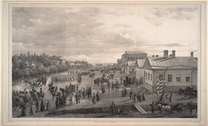 Parata delle Guardie Chevalier attraverso Krasnoye Selo da Gustav Schwarz