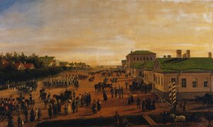 Lo zar Nicola di ritorno da una parata militare a Krasnoe Selo, 1848 da Gustav Schwarz