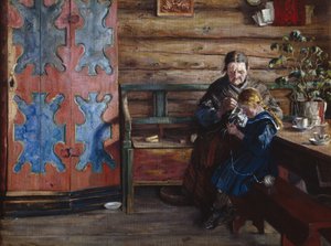 Interno di fattoria con nipote da Gustav Wentzel