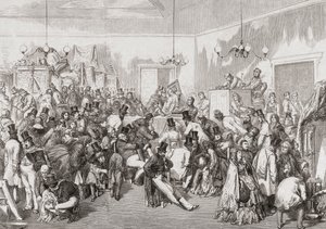 Asta in corso nel XIX secolo. da Gustave (after) Dore