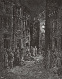 Baraccopoli di Bluegate Fields, Londra nel XIX secolo da Gustave (after) Dore