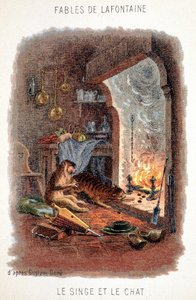 Favole di La Fontaine: La scimmia e il gatto, dopo Gustave Doré da Gustave (after) Dore