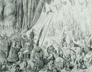 La corte del re di Serendib, c.1868 da Gustave (after) Dore