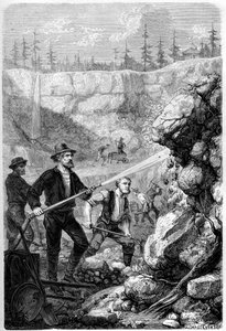 Estrazione idraulica, California, 1859