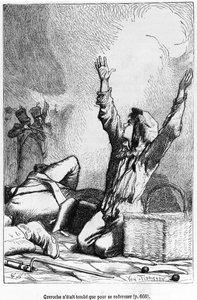 Gavroche cadde solo per rialzarsi, illustrazione da 
