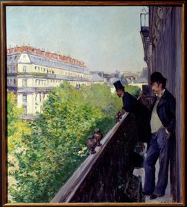 Un balcone parigino nel 1880. Dipinto di Gustave Caillebotte (1848-1894) 1880. Dim. 0,6x0,66 m. Collezione privata da Gustave Caillebotte