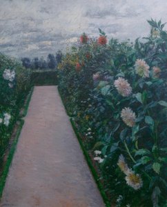 Viale del giardino e masse di dalie, Petit Gennevilliers da Gustave Caillebotte