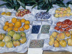Frutta esposta su un banco