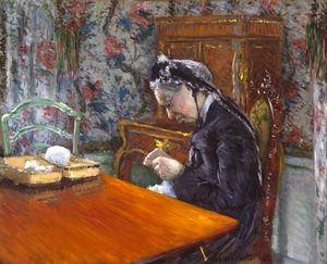 Mademoiselle Boissiere che lavora a maglia, 1877 da Gustave Caillebotte