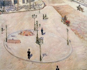 Isola del traffico sul Boulevard Haussmann, 1880 da Gustave Caillebotte