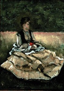 Donna seduta sul prato da Gustave Caillebotte