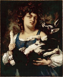 Una ragazza di campagna con un capretto da Gustave Courbet