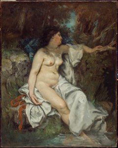 Bagnante che dorme vicino a un ruscello