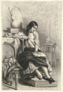 Courbet - Modella che legge nello studio, 1849 ca.