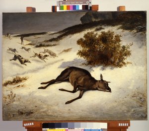 Cervo bloccato nella neve da Gustave Courbet