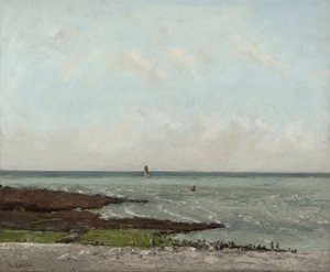 Lavandaie a bassa marea, Étretat da Gustave Courbet