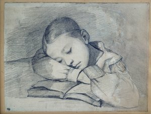 Ritratto di Juliette Courbet che dorme. Disegno a mina di piombo di Gustave Courbet (1819-1877). 1841. Dim. 0,20 x 0,26. Parigi, Museo d