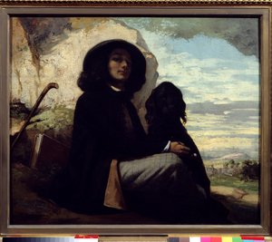 Autoritratto con il suo cane da Gustave Courbet