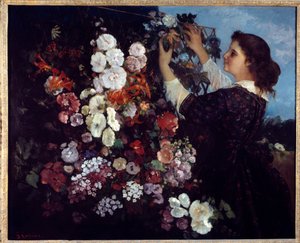 La donna con i fiori o la grata. Dipinto di Gustave Courbet (1819-1877) da Gustave Courbet