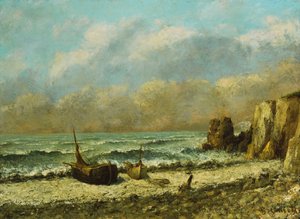Due barche sulla spiaggia da Gustave Courbet