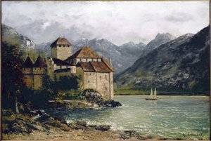 Veduta del Castello di Chillon sul lago di Ginevra da Gustave Courbet