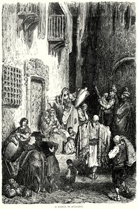 Una strada di Albacete (incisione) da Gustave Dore