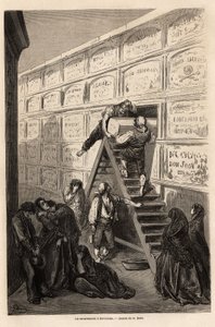Un funerale a Barcellona, disegno di Gustave Doré (1832-1883), per illustrare il suo viaggio in Spagna, con C. Davillier, nel 1862. Incisione in 