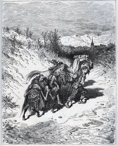Un contadino riporta Don Chisciotte e Rossinante al villaggio - da "Don Chisciotte della Mancia" di Miguel Cervantes