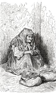 Dopo uno schizzo di una vecchia spagnola di Gustave Doré. Da Vita e Ricordi di Gustave Doré, pubblicato nel 1885. da Gustave Dore