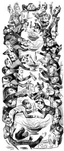 Un Punch Internazionale, disegno per la rivista Le Journal pour Rire, 1849 da Gustave Dore