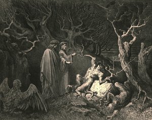 E subito il tronco esclamò, Perché mi hai strappato, c1890 da Gustave Dore