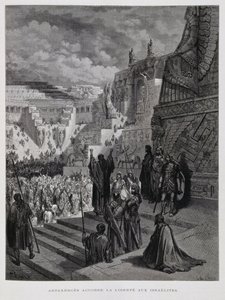 Artaserse concede la libertà agli ebrei in Persia, illustrazione dalla Bibbia di Dore da Gustave Dore