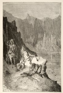 Balin Uccide Sir Lanceor, da Stories of the Days of King Arthur di Charles Henry Hanson, pub.1898 da Gustave Dore