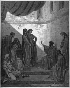 Battesimo di Cornelio il Centurione - Cornelio il Centurione riceve la fede di Gesù Cristo e viene battezzato da San Pietro. - Incisione in "La Bibbia illustrata" di Gustave Doré (1832-1883) - Incisione da "La Bibbia di Doré"