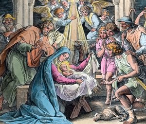 Nascita di Cristo. Illustrazione biblica (non datata) di Gustave Doré (1832 - 1883) nel 1866. Data dell