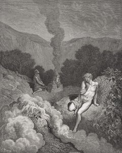Caino e Abele che offrono i loro sacrifici, illustrazione dalla 