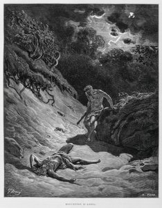 Caino uccide suo fratello Abele, illustrazione dalla Bibbia di Doré da Gustave Dore