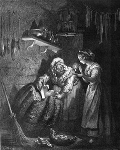 Cenerentola: La fata madrina scolpisce la zucca da Gustave Dore