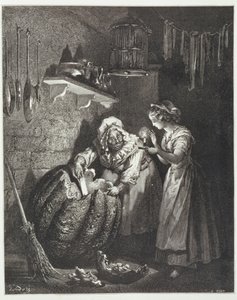 La Fata Madrina di Cenerentola e la Zucca, inciso da Heliodore Joseph Pisan (1822-90) c.1868 da Gustave Dore